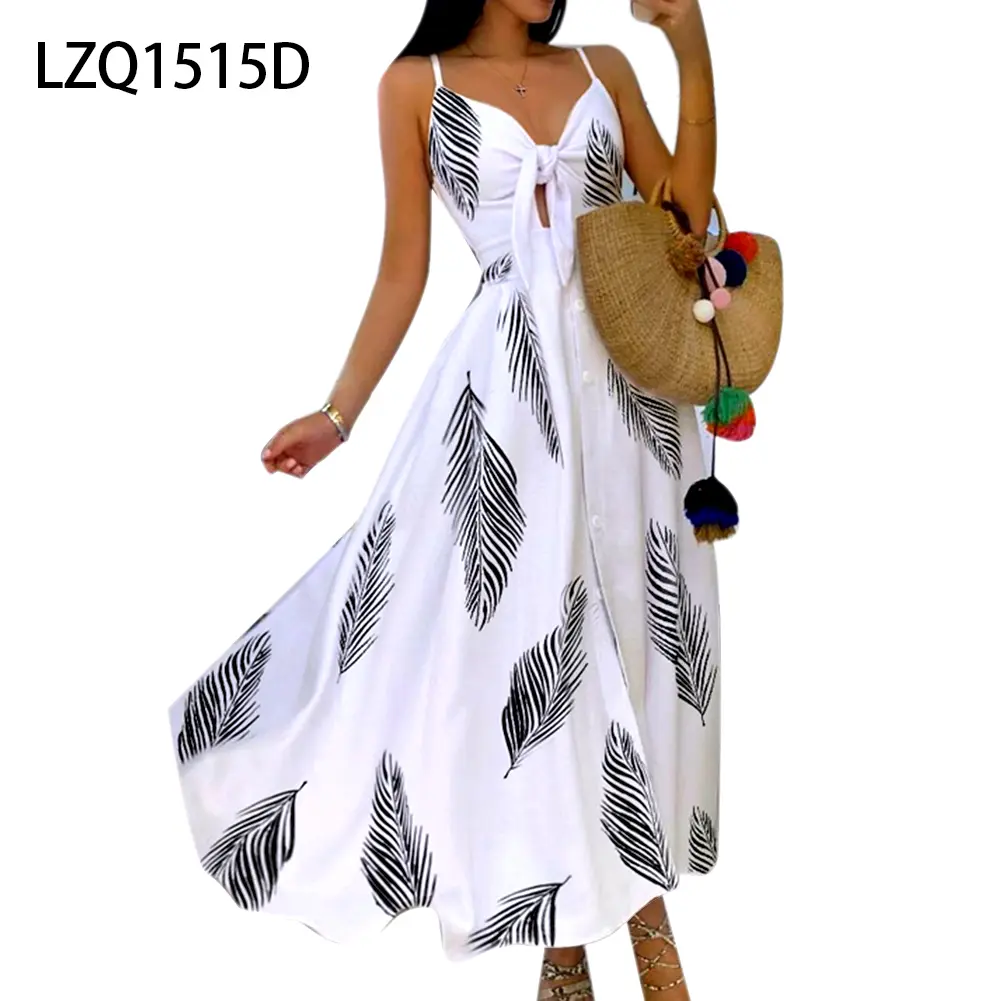 Colorful Flower V-neck Youthful Bohemian Sweet Midi Dress Woman Clothes Chic Fashion Summer Dresses 2025 Large Swing Ski