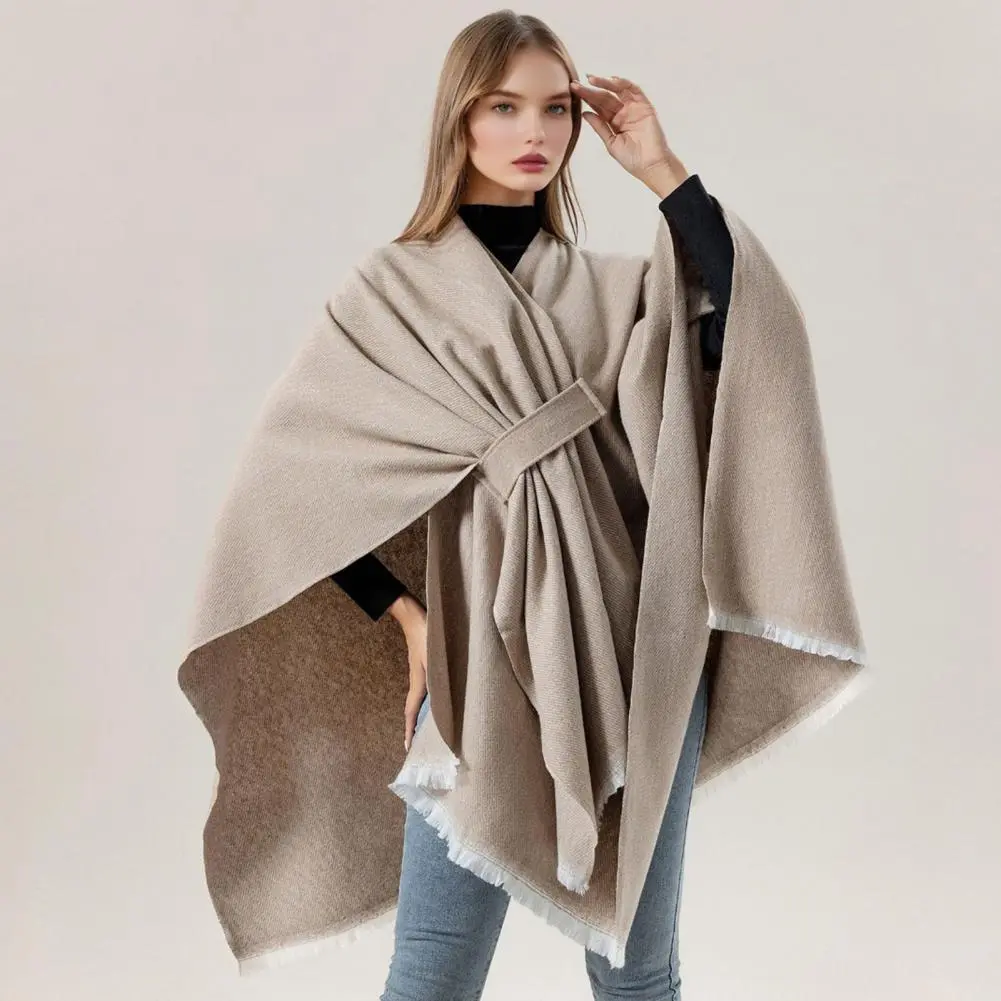 Shawl Cover-up Elegant Cashmere Imitation Cloak Shawl for Women Soft Warm Winter Scarf Jacket Stylish Windproof Ladies Shawl