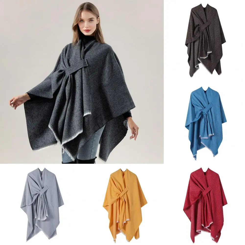Shawl Cover-up Elegant Cashmere Imitation Cloak Shawl for Women Soft Warm Winter Scarf Jacket Stylish Windproof Ladies Shawl
