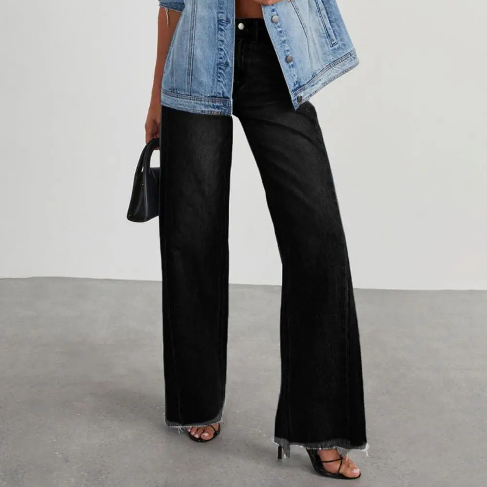 Fashion Retro Blue Jeans Women High Street Baggy Straight Pants High Waisted All in one Slim Pants