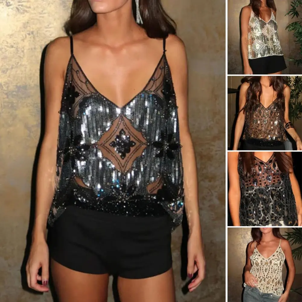 2025 new summer women's casual sexy deep V suspender top French sleeveless halter neck versatile vest top