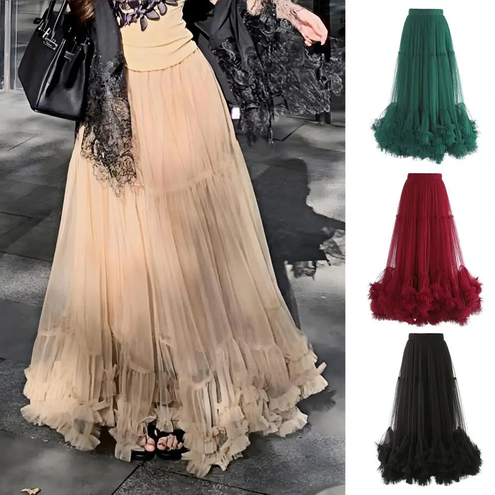 New Woman Skirts Features Printed Fabric With Elastic Waistband Mid-Rise Tierred Hem Long Skirts Prairie Chic Casual For Party