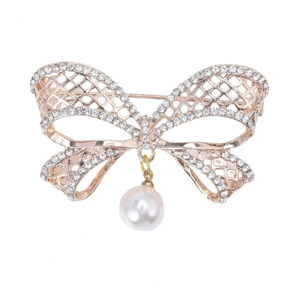 Delicate Full Rhinestone Bowknot Brooches For Women Fashion Luxury Crystal Bow Shaped Buckle Pins Clothes Badge Wedding Jewelry