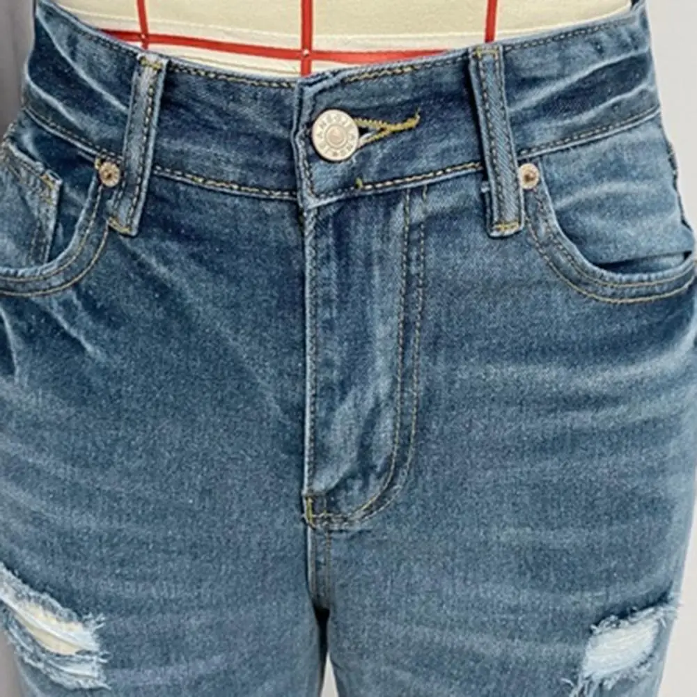 Women's New Knee-piercing Jeans, Loose, Comfortable And Casual, Fully Matching Straight Micro-elastic Jeans