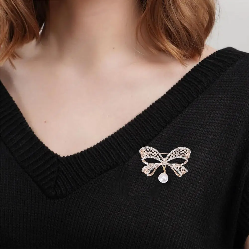 Delicate Full Rhinestone Bowknot Brooches For Women Fashion Luxury Crystal Bow Shaped Buckle Pins Clothes Badge Wedding Jewelry