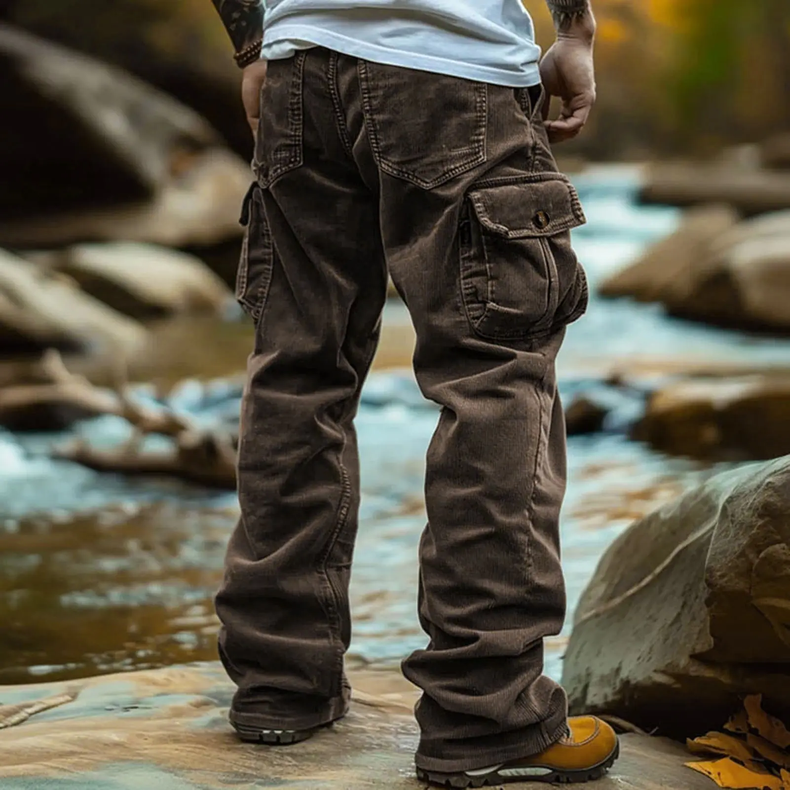 M-3XL New Tooling Multi Pocket Trousers Men's Cargo Pants Woven Fabric Casual Safari Style Joggers Men Patchwork Pants