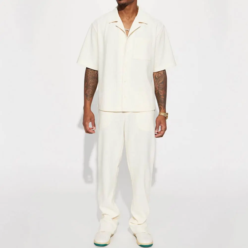 Shirt+Pants Sets 2pcs 2025 Summer Men Fashion Classic Shirt men Business Casual Shirts Men A Set Of Clothes