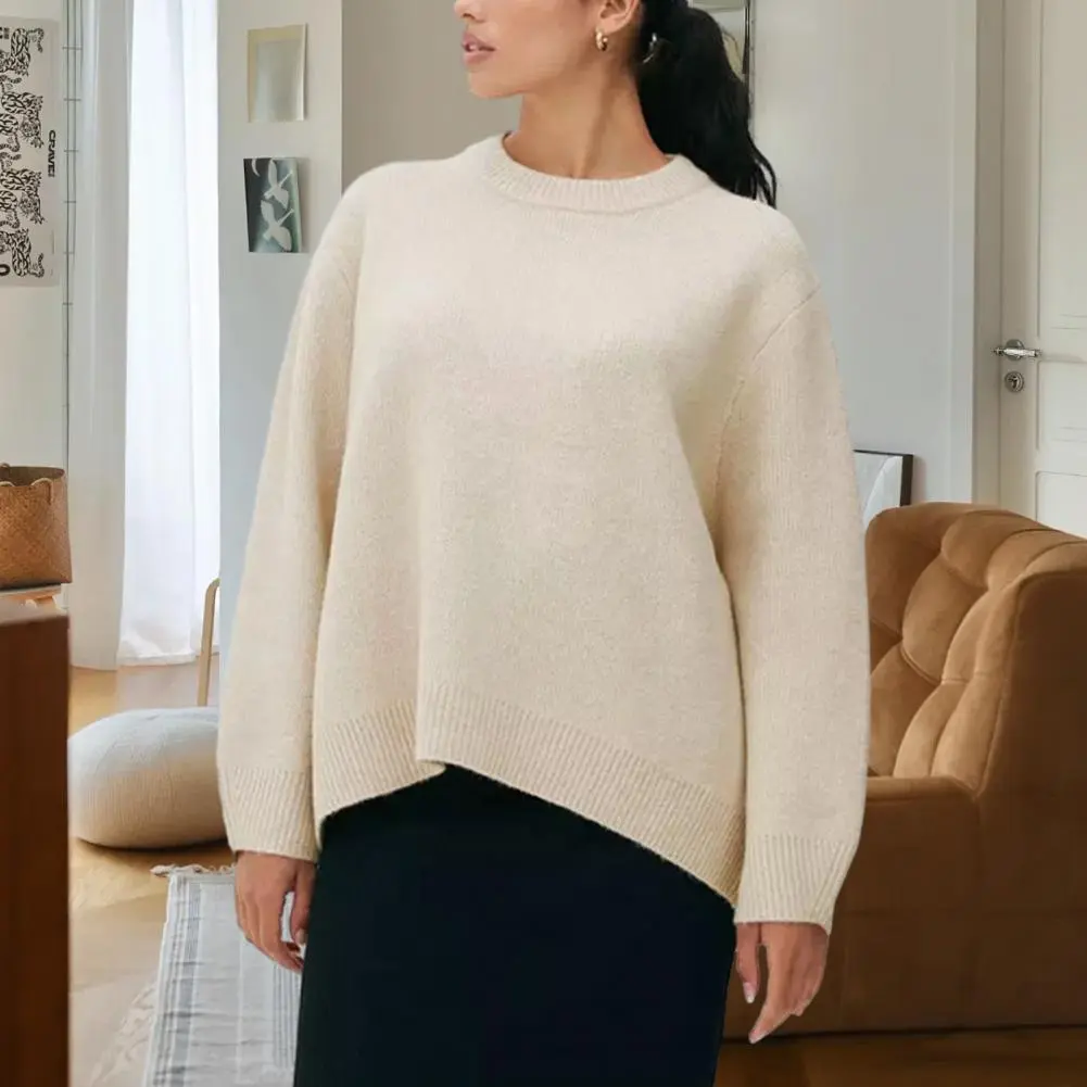 Pink Sweaters 2000s Women Solid Color Round Neck Long Sleeve Cardigan Tops Warm Knitwear Streetwear