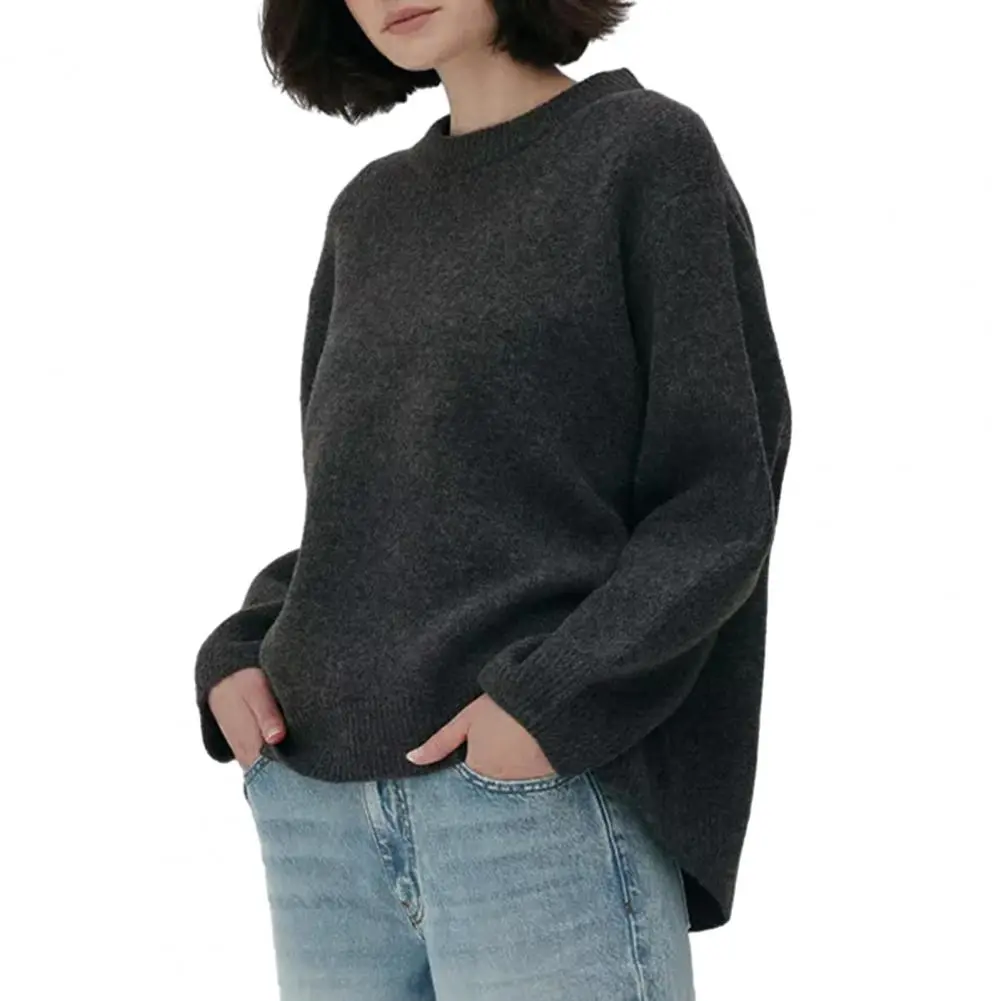 Pink Sweaters 2000s Women Solid Color Round Neck Long Sleeve Cardigan Tops Warm Knitwear Streetwear