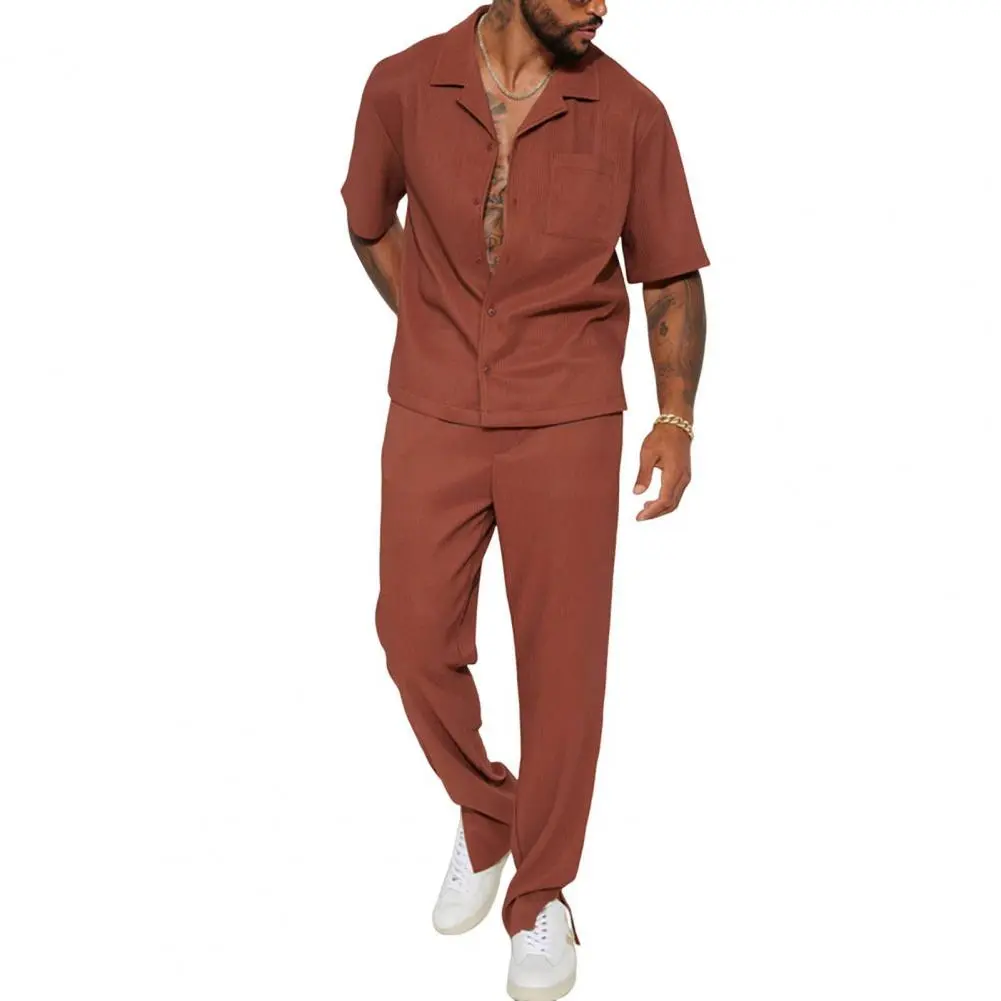Shirt+Pants Sets 2pcs 2025 Summer Men Fashion Classic Shirt men Business Casual Shirts Men A Set Of Clothes