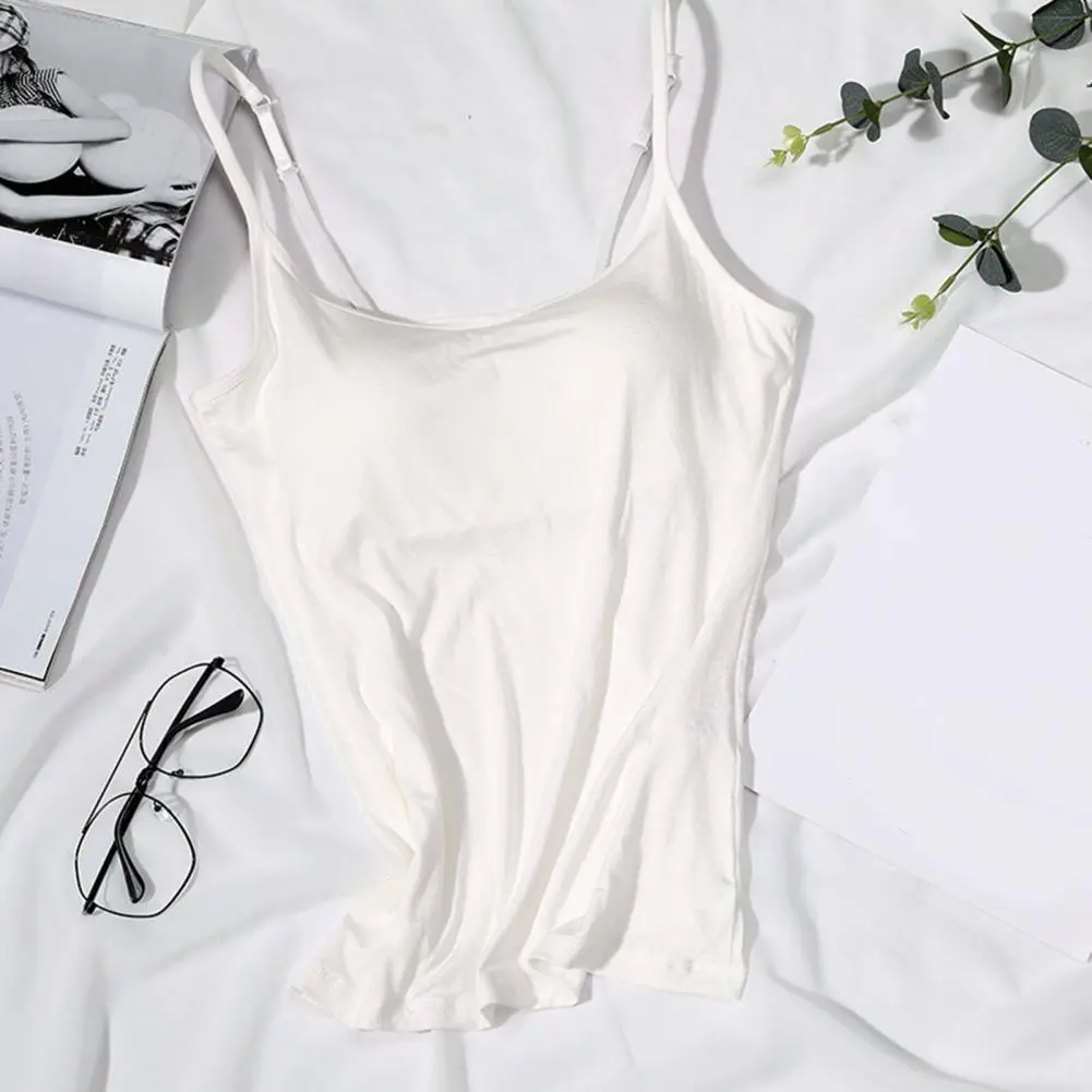 Chic Bra Vest Stretchy Camisole Vest Sleeveless Women Padded Sling Casual Bra Tank Top  Protective