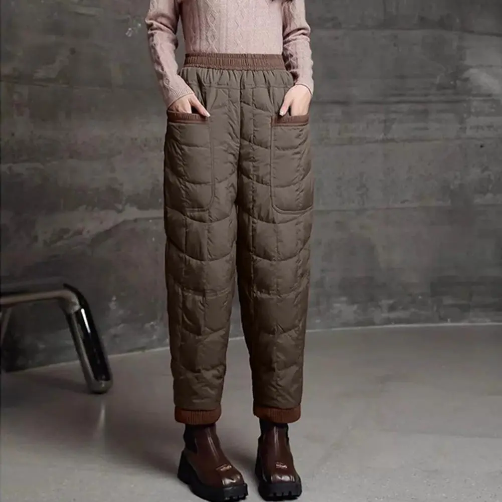 Winter Thickened Women Pants Long Warm Solid Color Trousers Cold Resistance Ladies Sports Long Pant