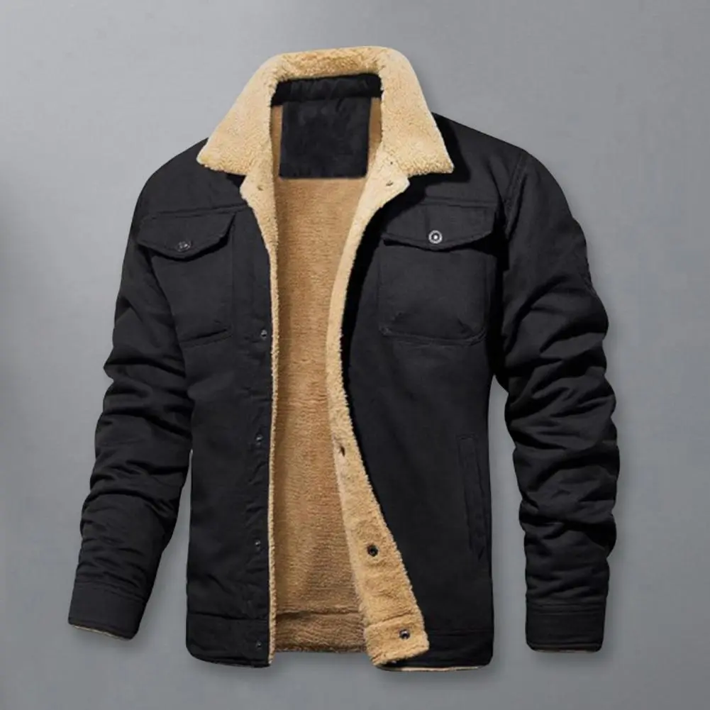 Men's Winter Jacket Fashion Men's Lapel Sherpa Fleece Lined Thicken Denim Jean Trucker Jacke Men Jeans Coats Clothing Jeans