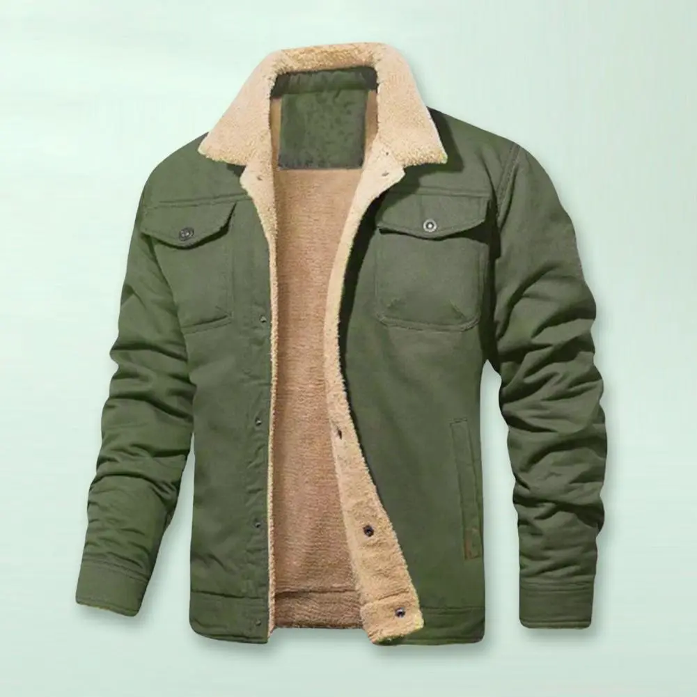 Men's Winter Jacket Fashion Men's Lapel Sherpa Fleece Lined Thicken Denim Jean Trucker Jacke Men Jeans Coats Clothing Jeans