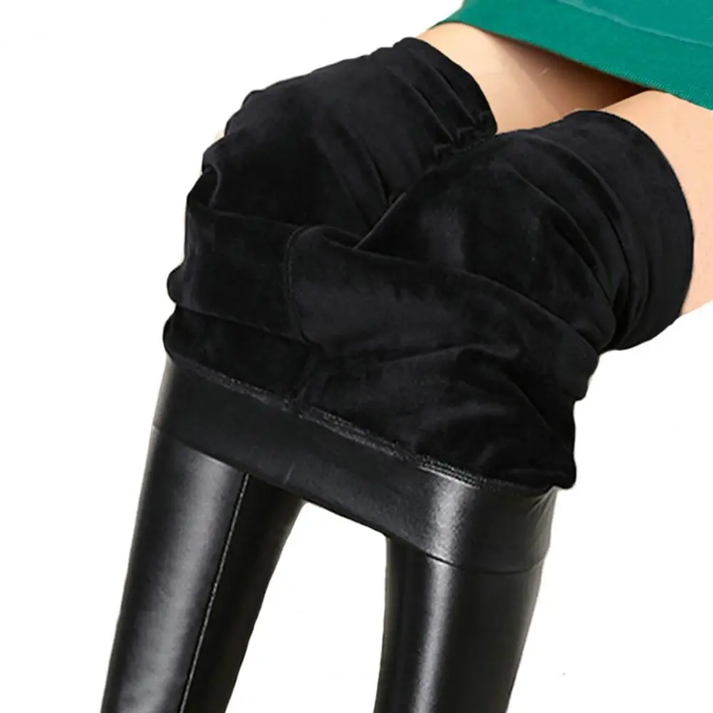 Thick Winter Leggings Women Pants Warm Tights Sexy Casual Velvet Leggings Femme Pu High Waist Legging Black Leather Leggings 5XL