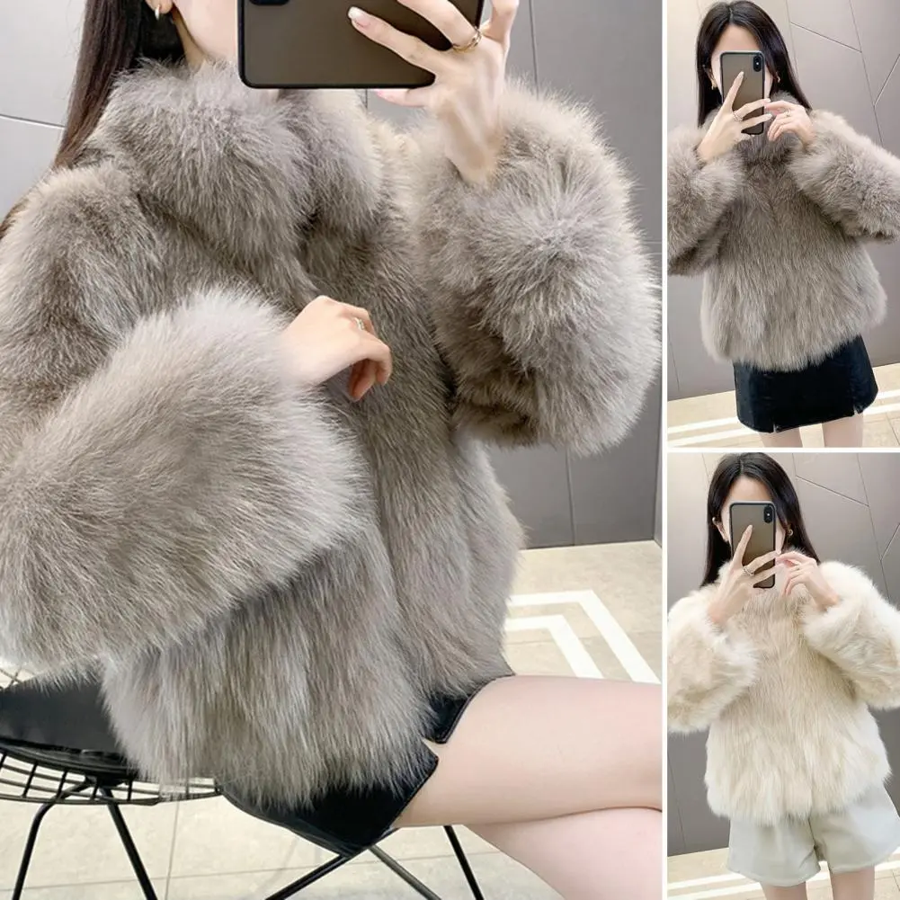 Autumn Winter Oversized Loose Casual Luxury Soft Thick Warm Hairy Faux Coat Women Long Sleeve Fluffy Jacket 2024