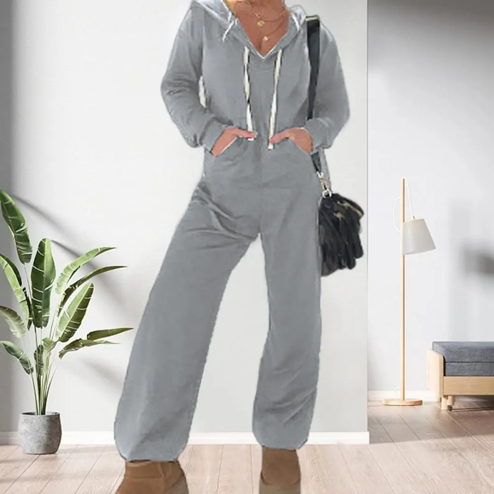 Winter Leisure Sportwear New Elastic Elegant Hoodies Jumpsuit Korea Fashion Women Long Sleeve One Piece Outfit Warm Overalls