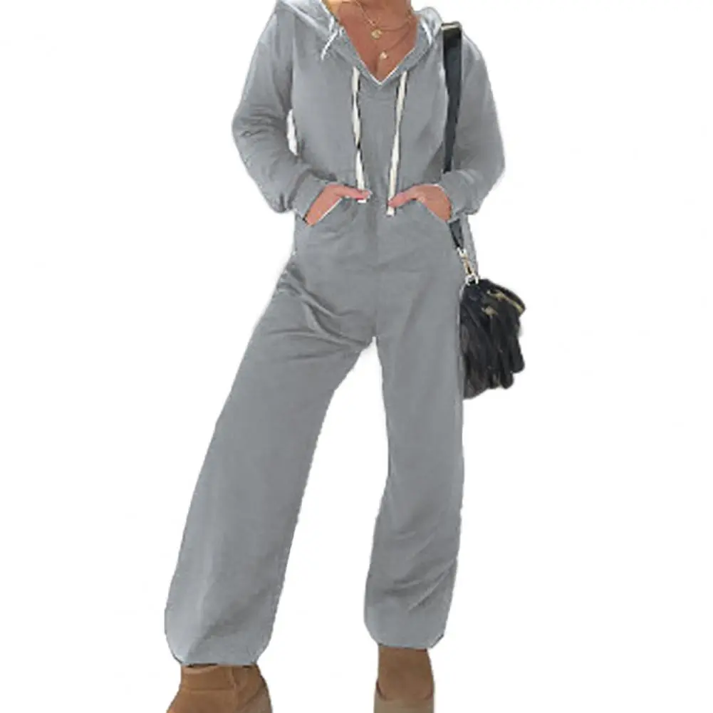 Winter Leisure Sportwear New Elastic Elegant Hoodies Jumpsuit Korea Fashion Women Long Sleeve One Piece Outfit Warm Overalls