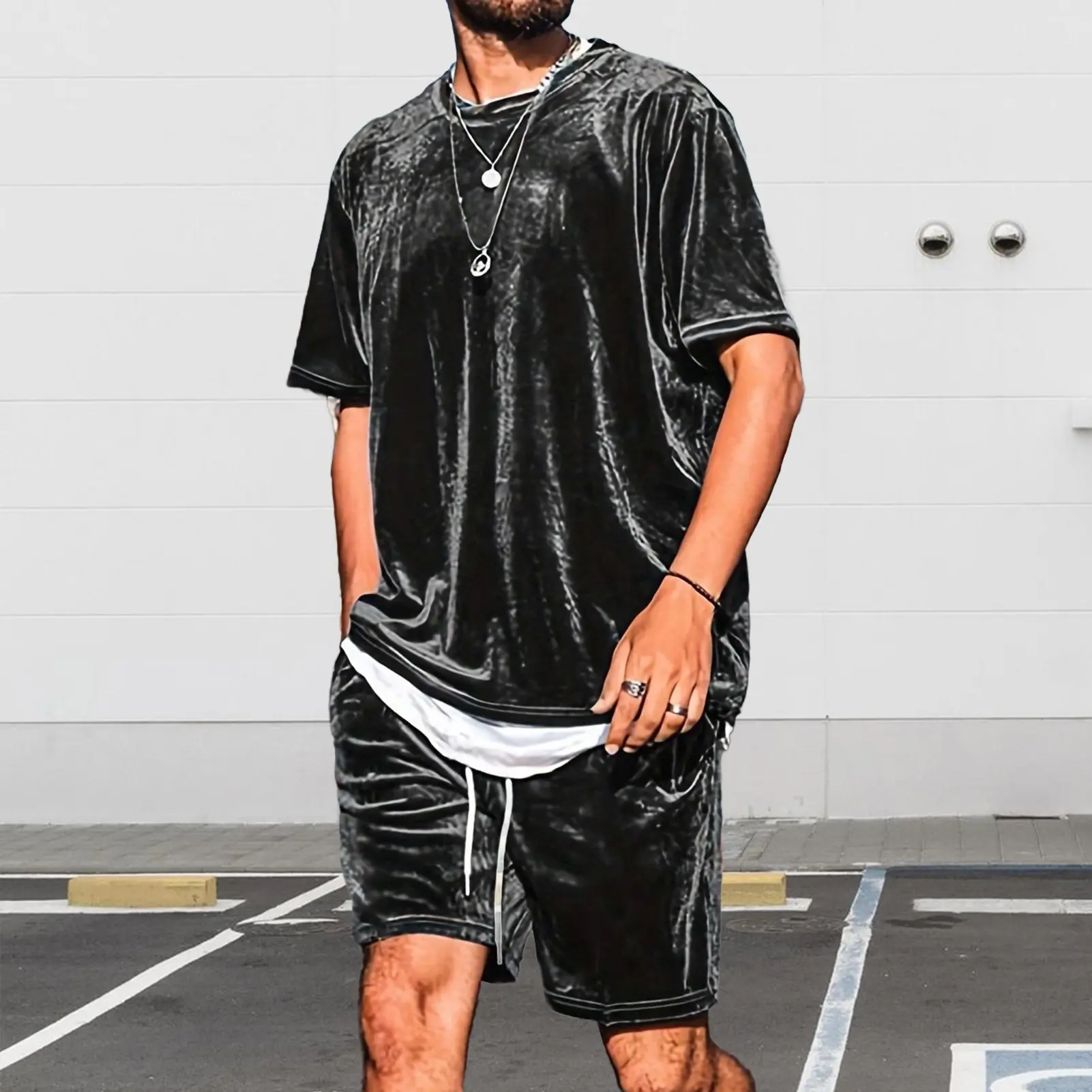 Summer New Men's Two Piece Set Casual T-Shirt and Shorts Sets Men Sports Suit Fashion Short Sleeve Tracksuit