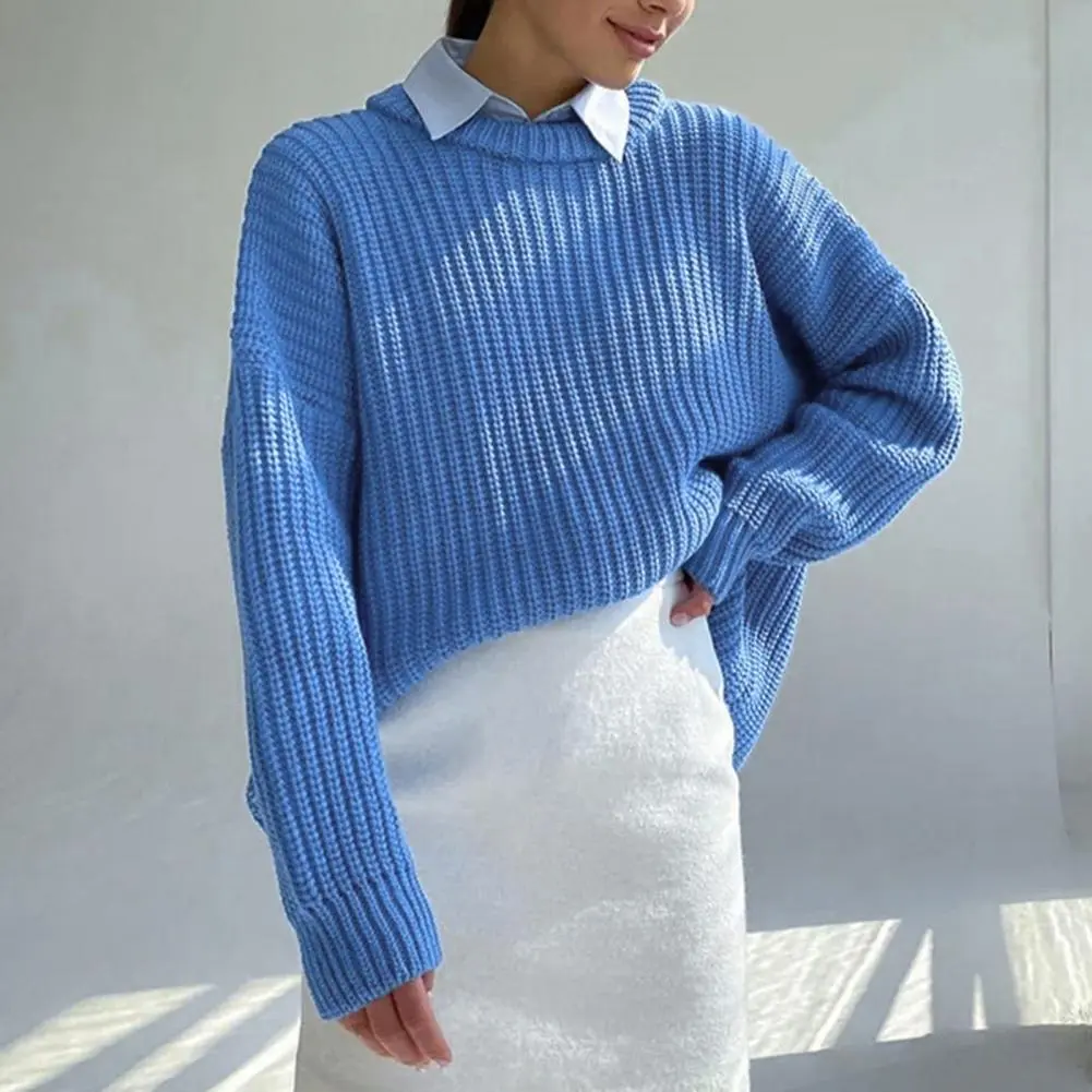 Pink Pullover Sweater Fashion Women's Knit Loose Short Cashmere Sweater Round Neck Warm Korean Casual Female Sweater Top Cloting