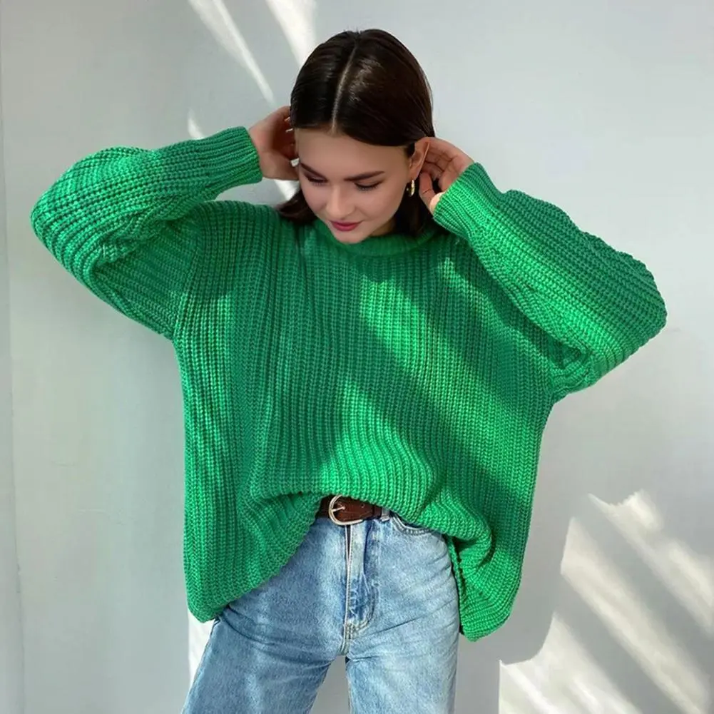 Pink Pullover Sweater Fashion Women's Knit Loose Short Cashmere Sweater Round Neck Warm Korean Casual Female Sweater Top Cloting