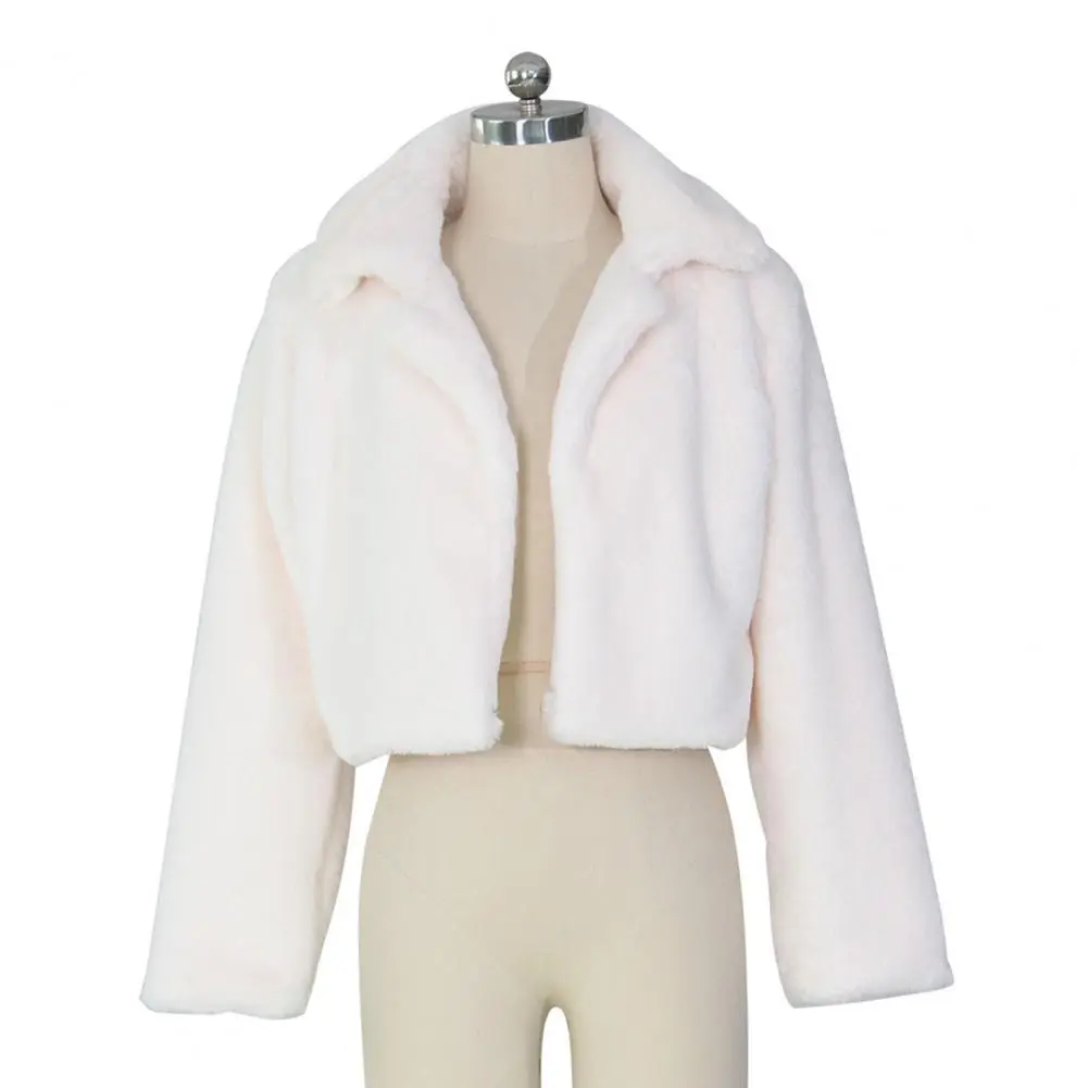 Modern Fall Jacket Stylish Faux Fur Lapel Winter Jacket with Zipper Closure for Women Cozy Outerwear for Weather Protection