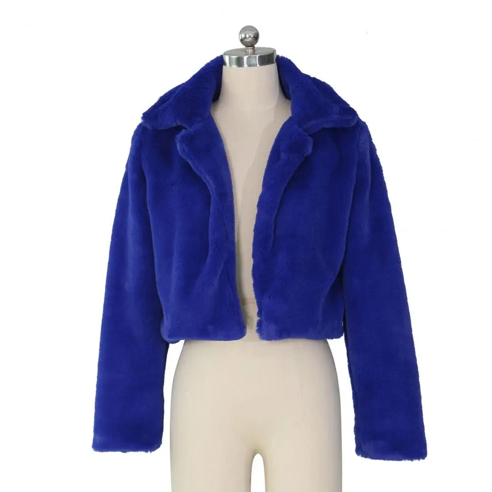 Modern Fall Jacket Stylish Faux Fur Lapel Winter Jacket with Zipper Closure for Women Cozy Outerwear for Weather Protection