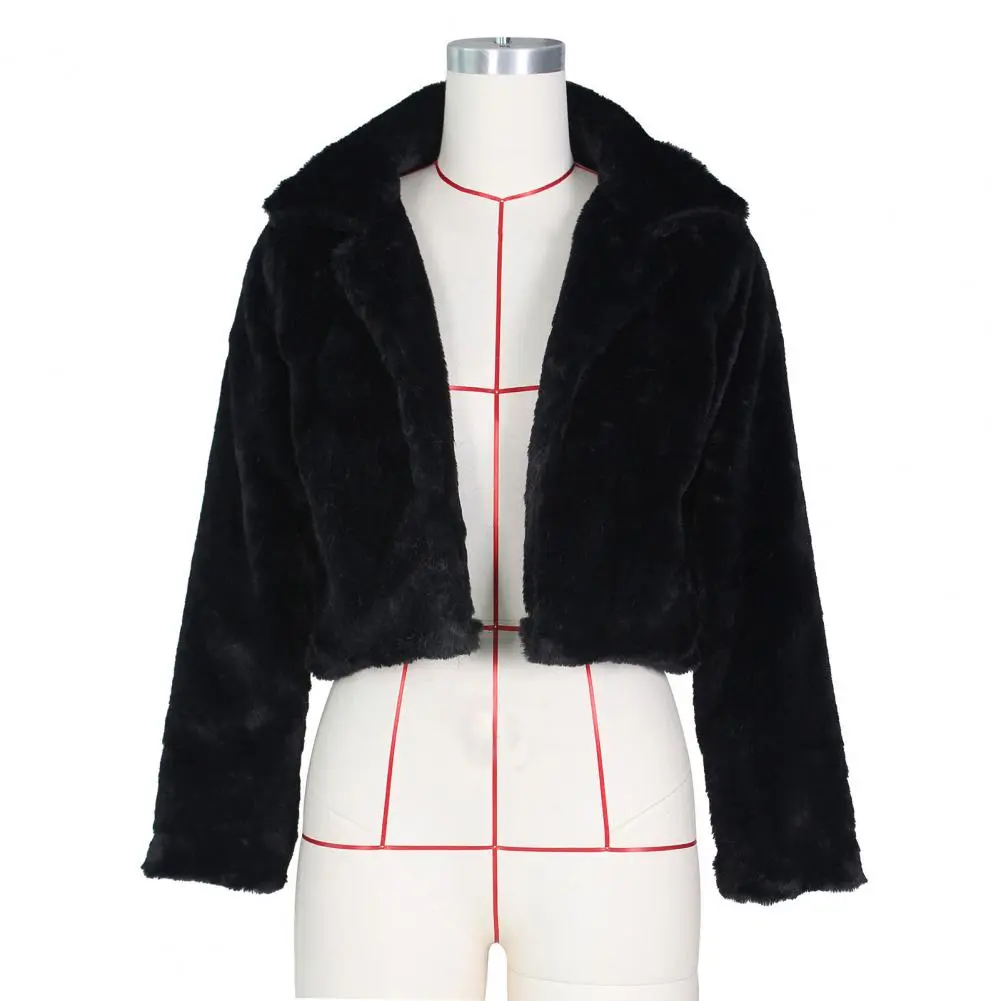 Modern Fall Jacket Stylish Faux Fur Lapel Winter Jacket with Zipper Closure for Women Cozy Outerwear for Weather Protection