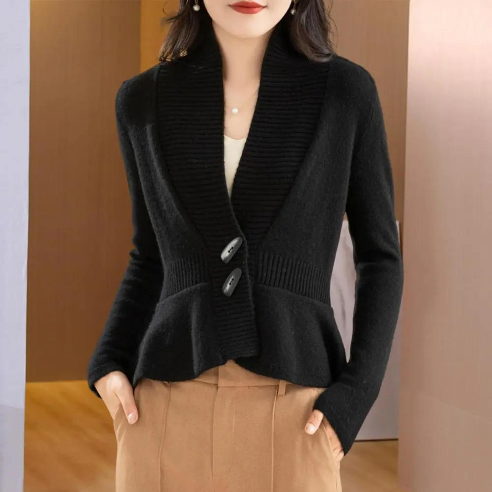 New 2025 Autumn Winter Design Splicing Slim Women Knitted Cardigan Sweater Jacket Fashion Fake Two Items Loose Ladies Top