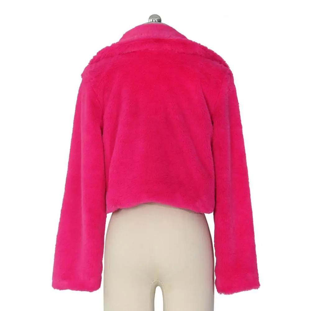 Modern Fall Jacket Stylish Faux Fur Lapel Winter Jacket with Zipper Closure for Women Cozy Outerwear for Weather Protection