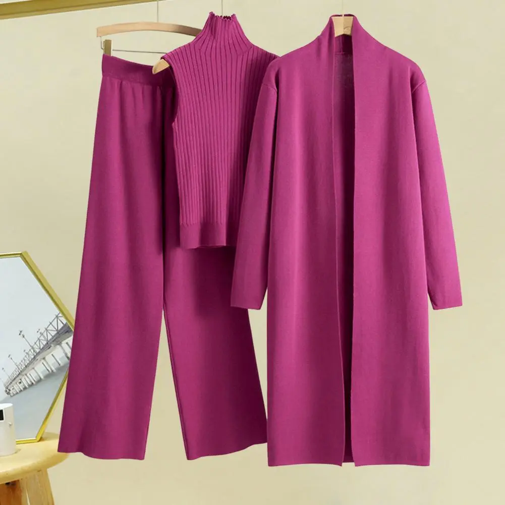 Spring Autumn 3 Piece Women Cardigan Tracksuits Knitted Pant Set Ladies Sweater Suit Vintage Fashion Ladies 3 Piece Set clothing