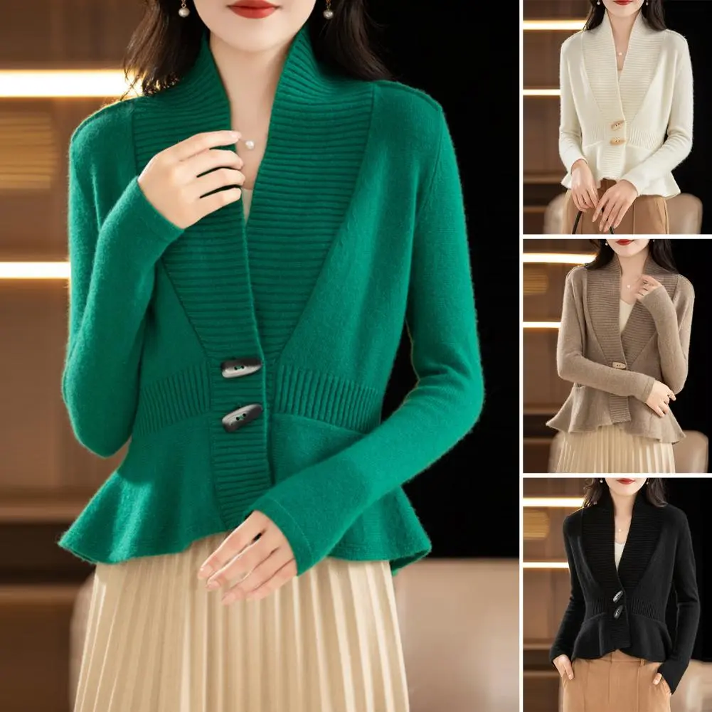 New 2025 Autumn Winter Design Splicing Slim Women Knitted Cardigan Sweater Jacket Fashion Fake Two Items Loose Ladies Top
