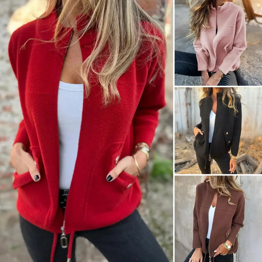 Woolen Loose Brown Long Sleeved Jacket For Women's Autumn And Winter Collection Coat