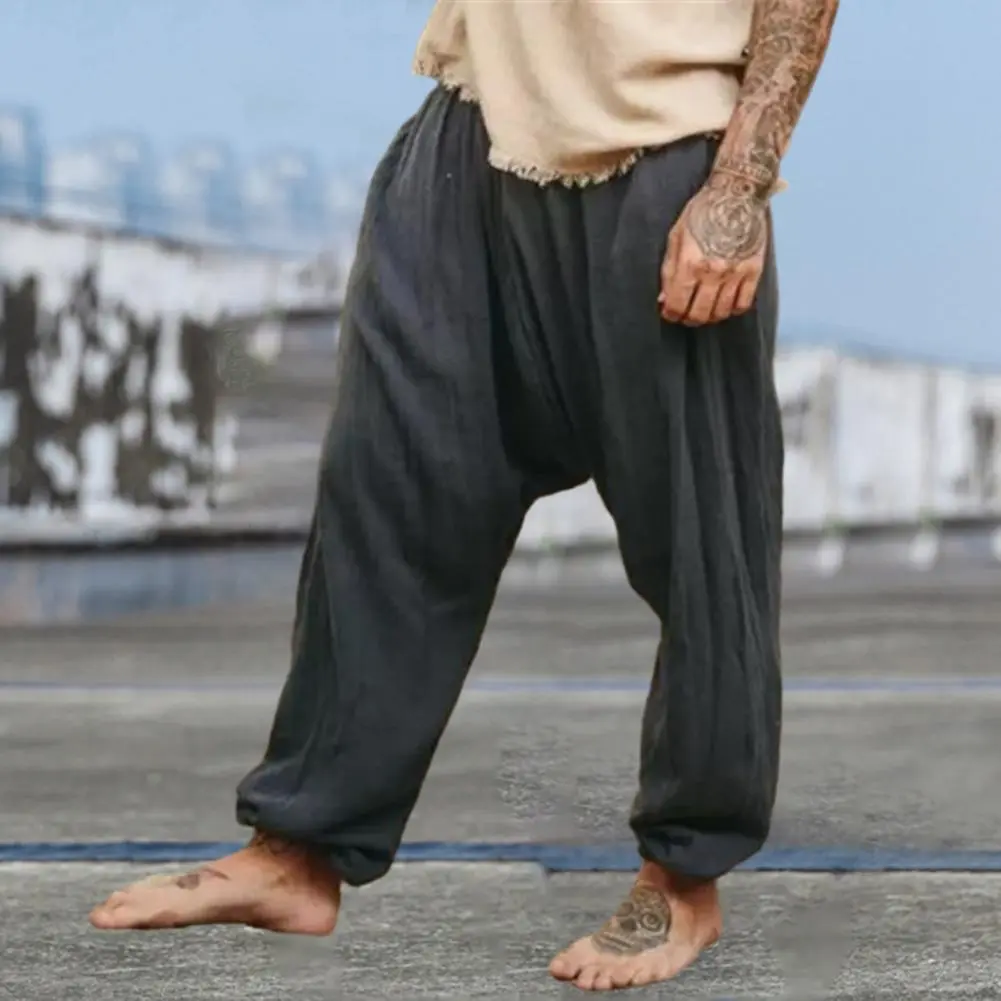 Men Stylish Drop Crotch Ankle Tied Baggy Trousers Long Harem Pants Trousers Long Harem Pants Trousers Long Harem Pant