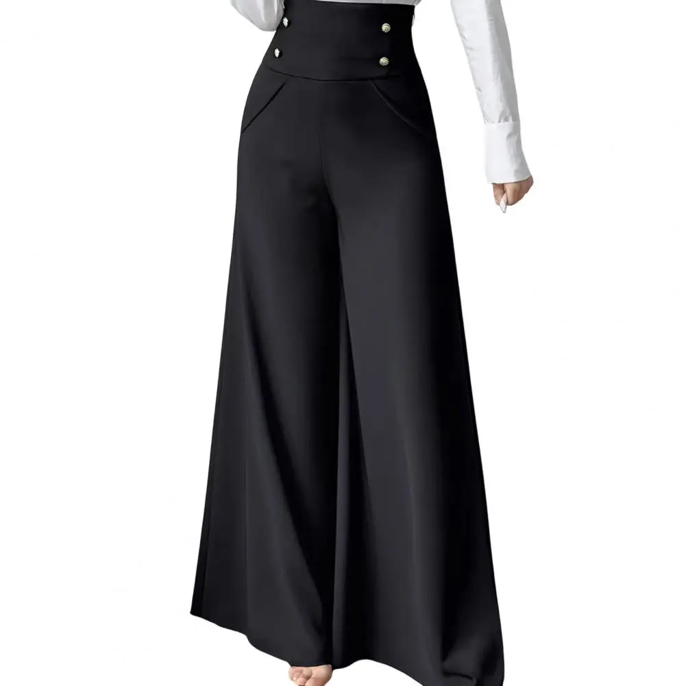 2025 Summer Casual Suit Pants Elegant OL Women Wide Leg Pant Capris Solid Trouser Oversized High Waist Pantalon Palazzo