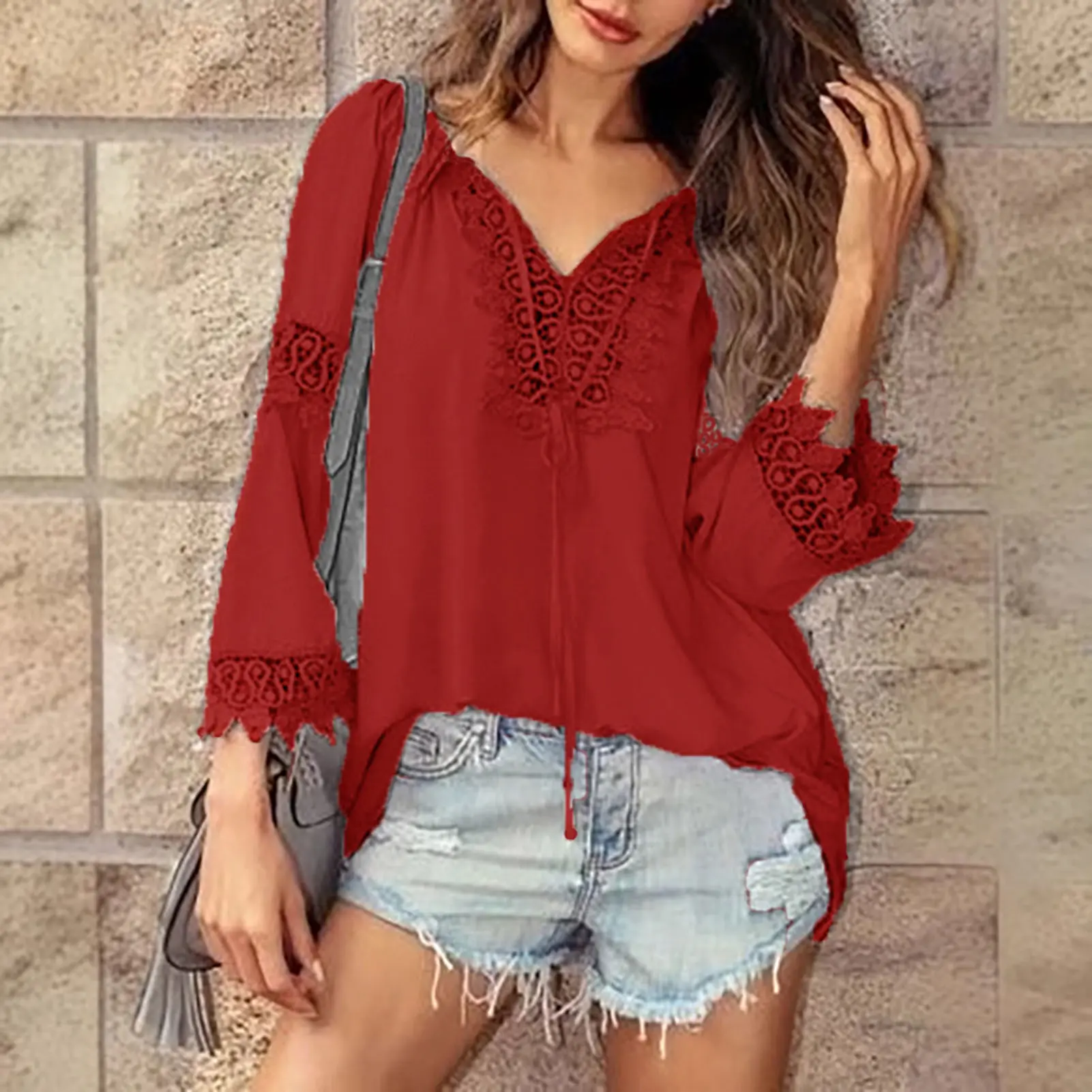 Hook flower hollow Out cotton and linen casual shirt women's comfortable Long-sleeved shirt