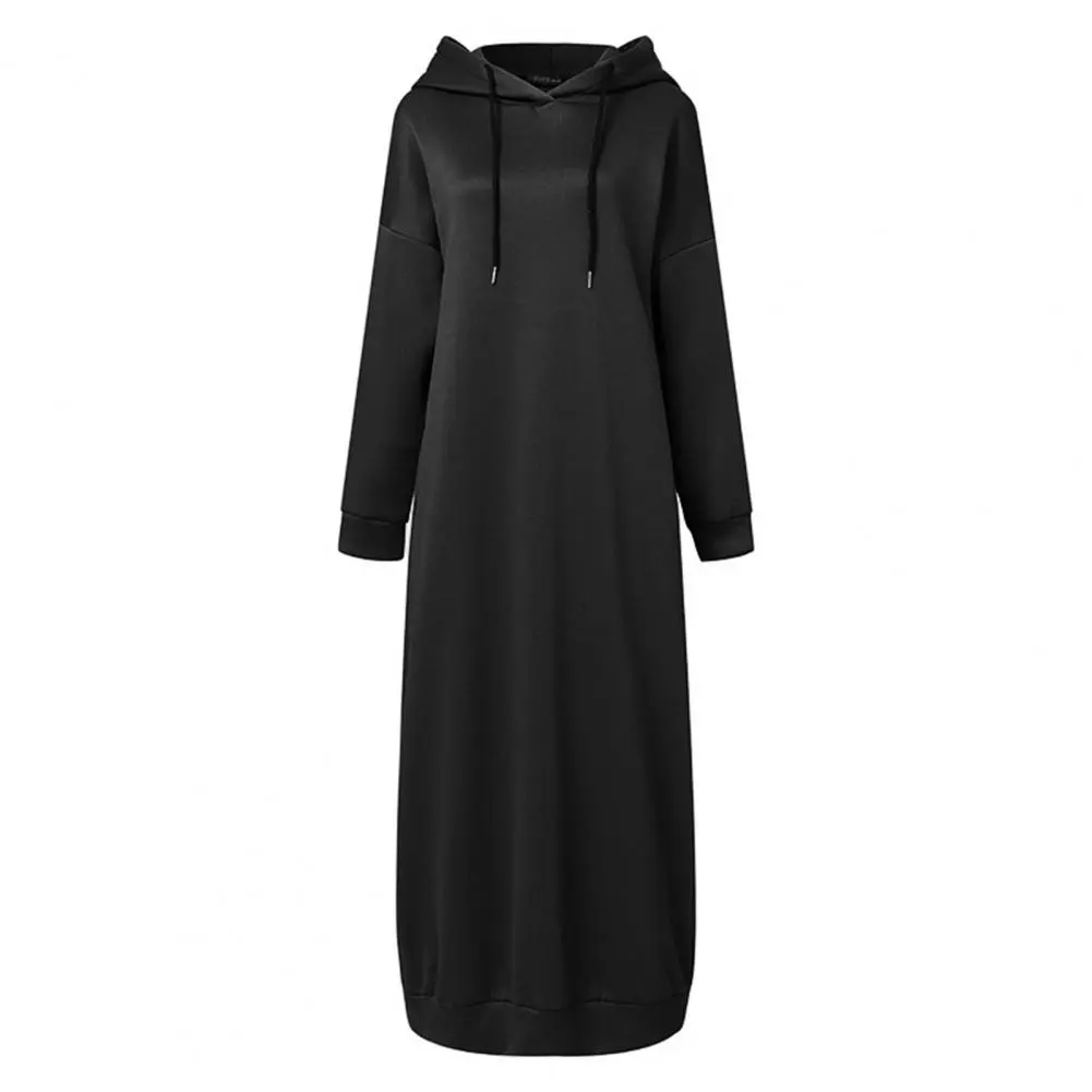 Trendy Skin-touch Simple Casual Autumn Winter Traditional Hoodie Long Dress Thick Comfy Traditional Dress for Shopping