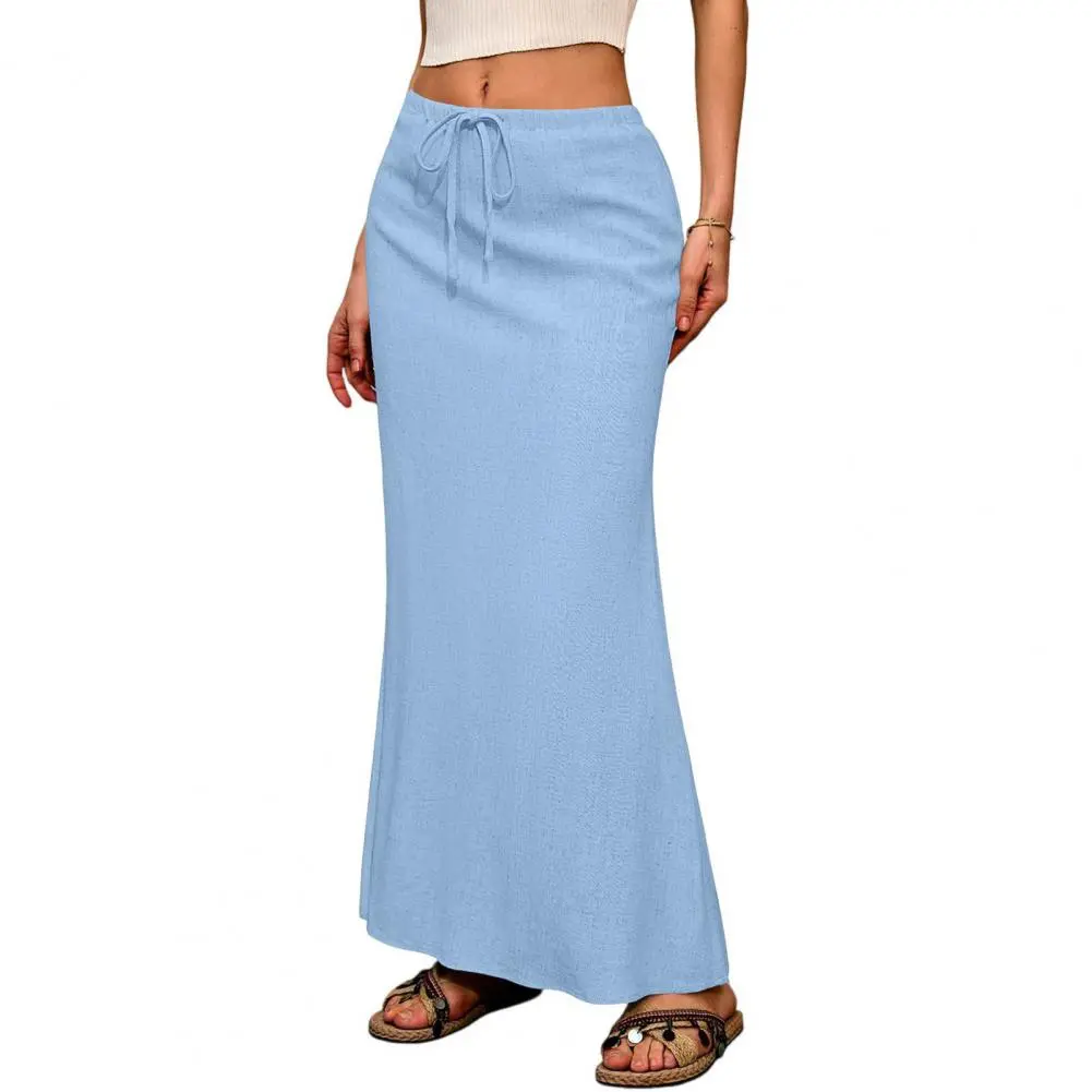 Benuynffy Boho Women Casual Tie Side Wrap Skirt Elegant High Waist Female Summer Knee Length A-Line Skirts