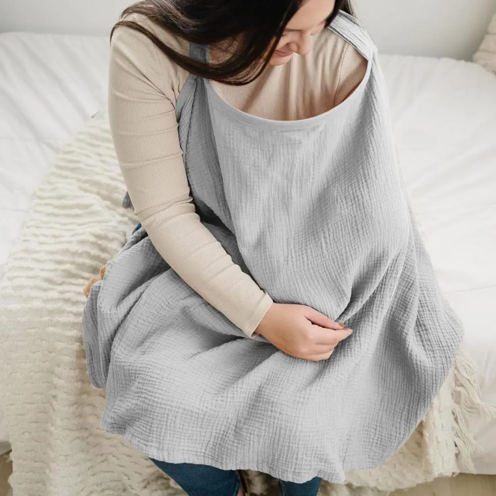 Breastfeeding Shawl Adjustable Strap Nursing Cover with Pockets for Breastfeeding Women Breathable Shawl Feeding Cloak Lactation