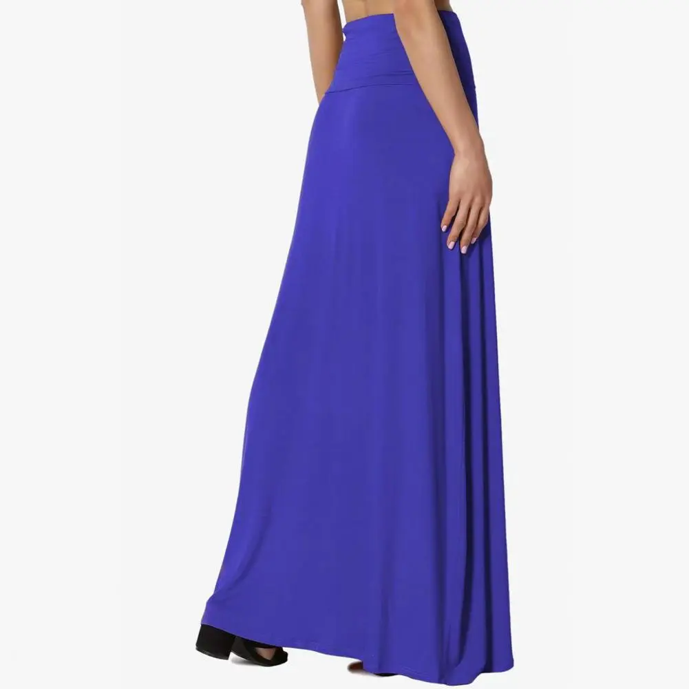 Long Skirt Elegant High-waist Maxi Skirt for Women Solid Color Ankle Length Skirt for Home Evening Vacation Wear High-waist Hip