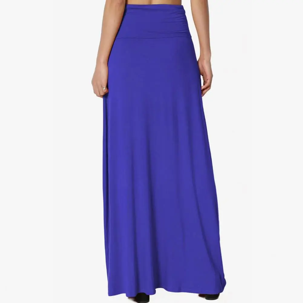 Long Skirt Elegant High-waist Maxi Skirt for Women Solid Color Ankle Length Skirt for Home Evening Vacation Wear High-waist Hip