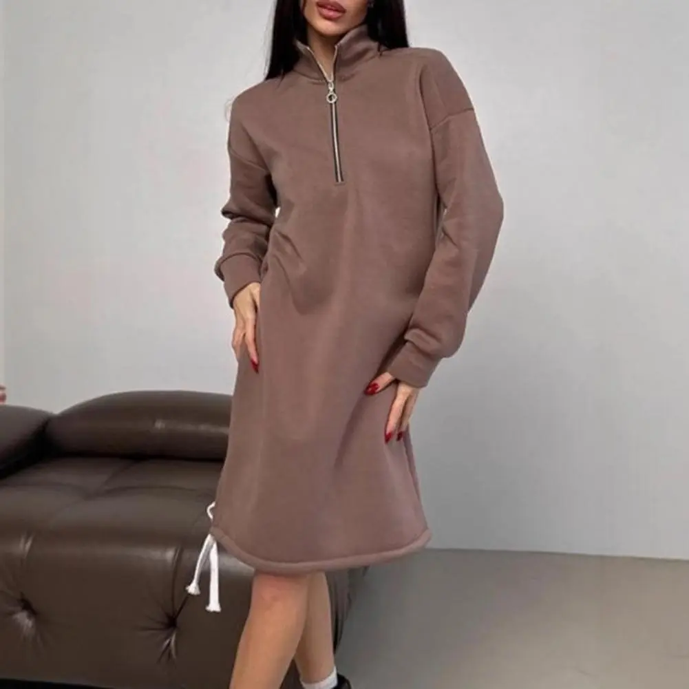 High Neck Ladies Dress Autumn Women Hooded Dresses Hoodies Women Sweatshirts Women Hoodies Dress Tops Ladies Clothing