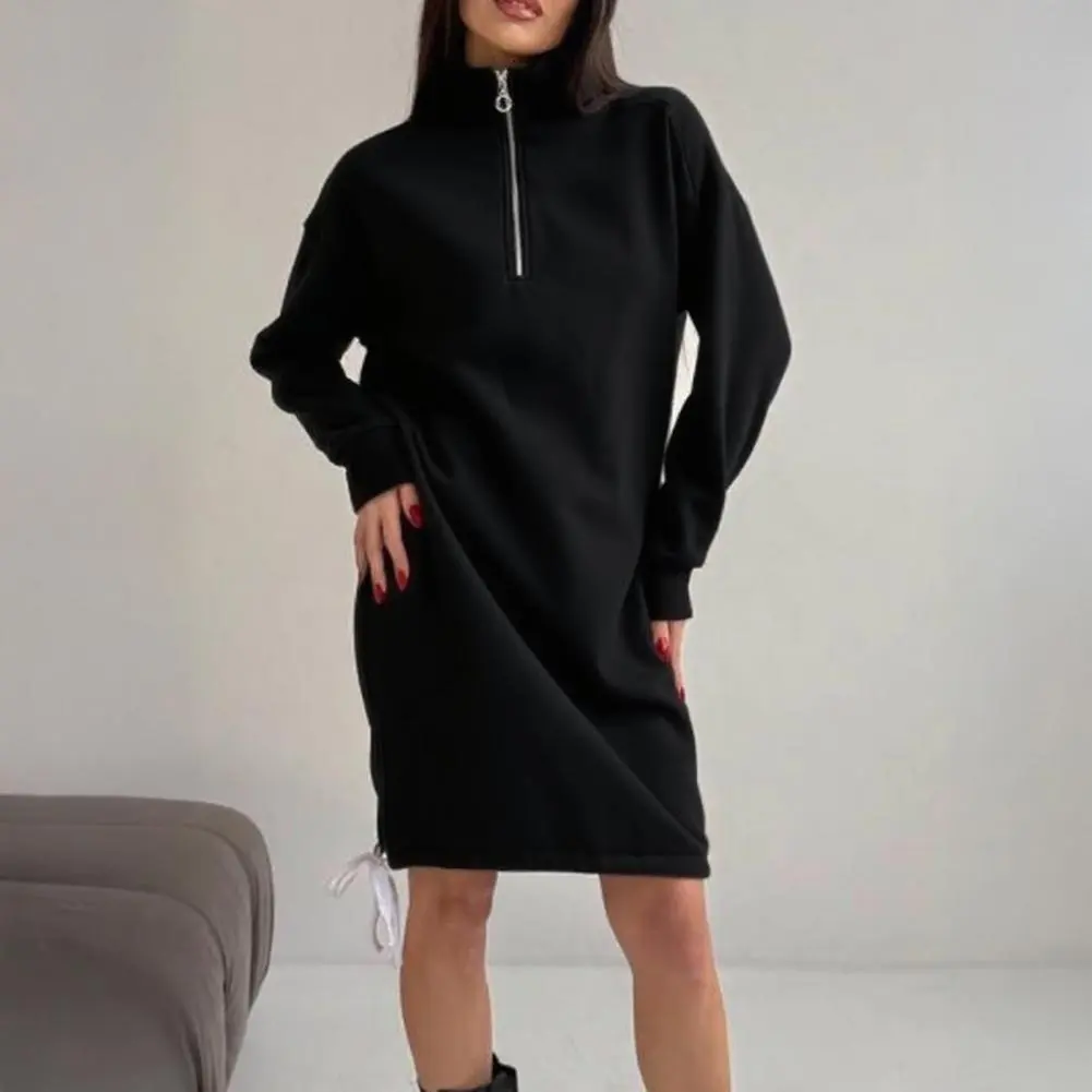 High Neck Ladies Dress Autumn Women Hooded Dresses Hoodies Women Sweatshirts Women Hoodies Dress Tops Ladies Clothing