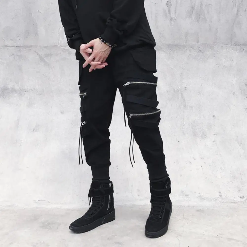 Cargo Pants Hip Hop Joggers Men Loose Harem Pants Multi-pocket Ribbon Men's Pants Trousers Casual Streetwear Sport Pants for Men
