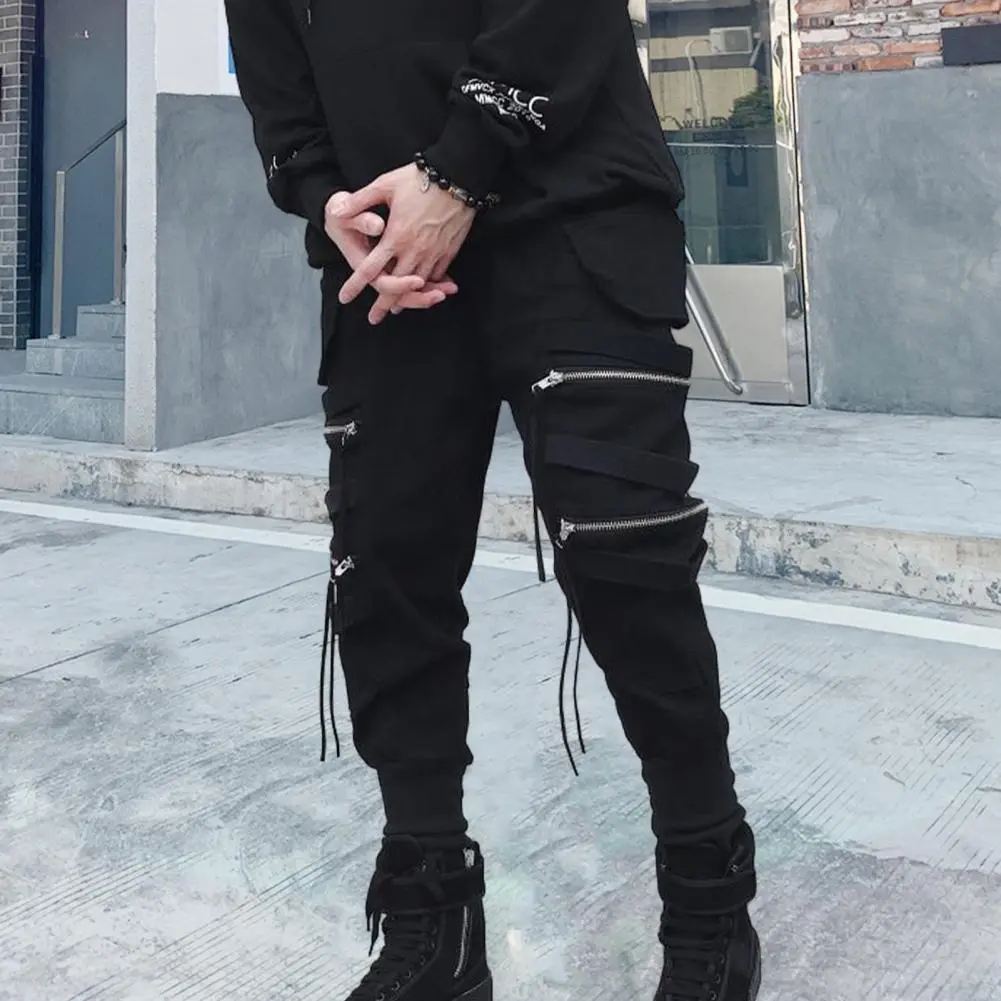Cargo Pants Hip Hop Joggers Men Loose Harem Pants Multi-pocket Ribbon Men's Pants Trousers Casual Streetwear Sport Pants for Men