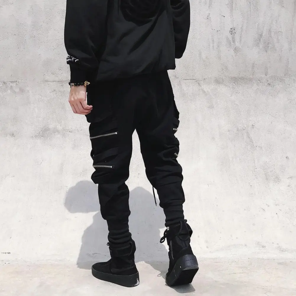 Cargo Pants Hip Hop Joggers Men Loose Harem Pants Multi-pocket Ribbon Men's Pants Trousers Casual Streetwear Sport Pants for Men