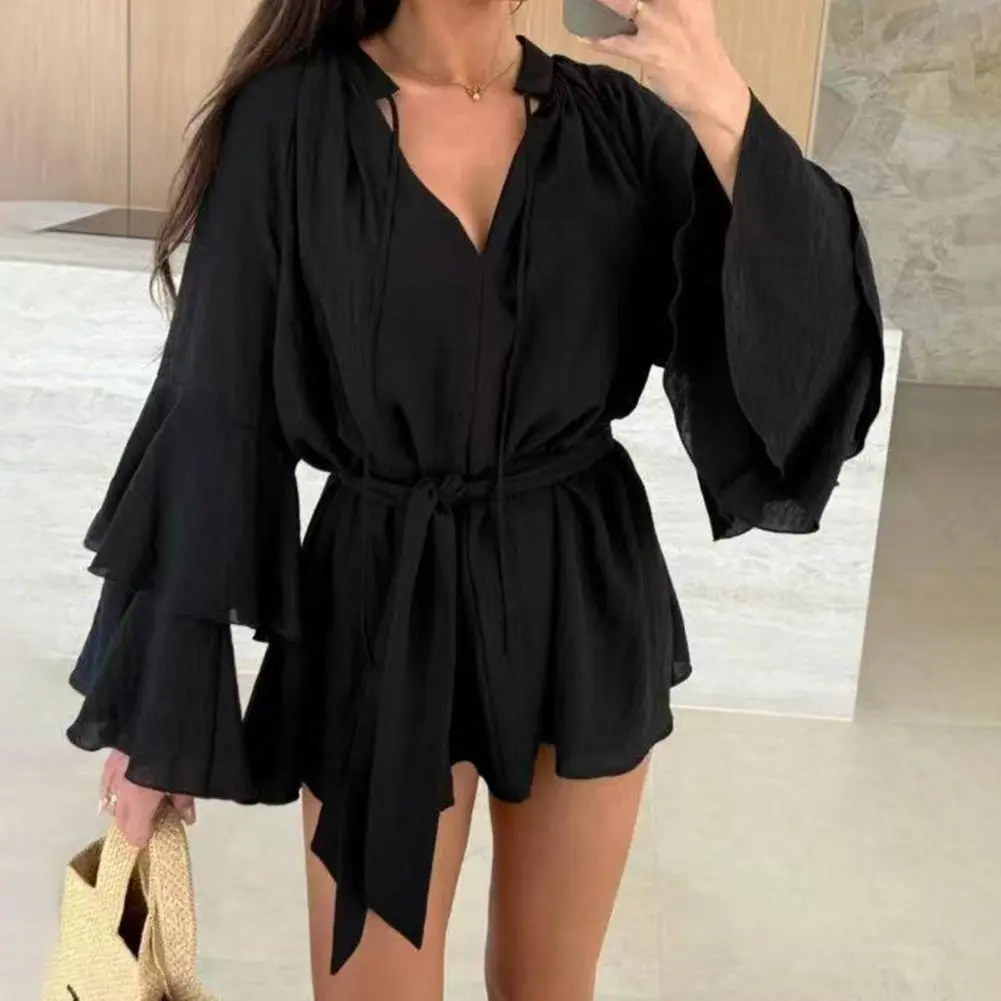 Women Print Dress Sexy V-Neck Bat Sleeve Ruffl Flowers Print Bohemian Beach Sundress Ladies Loose Summer Vacation Mini Dresses