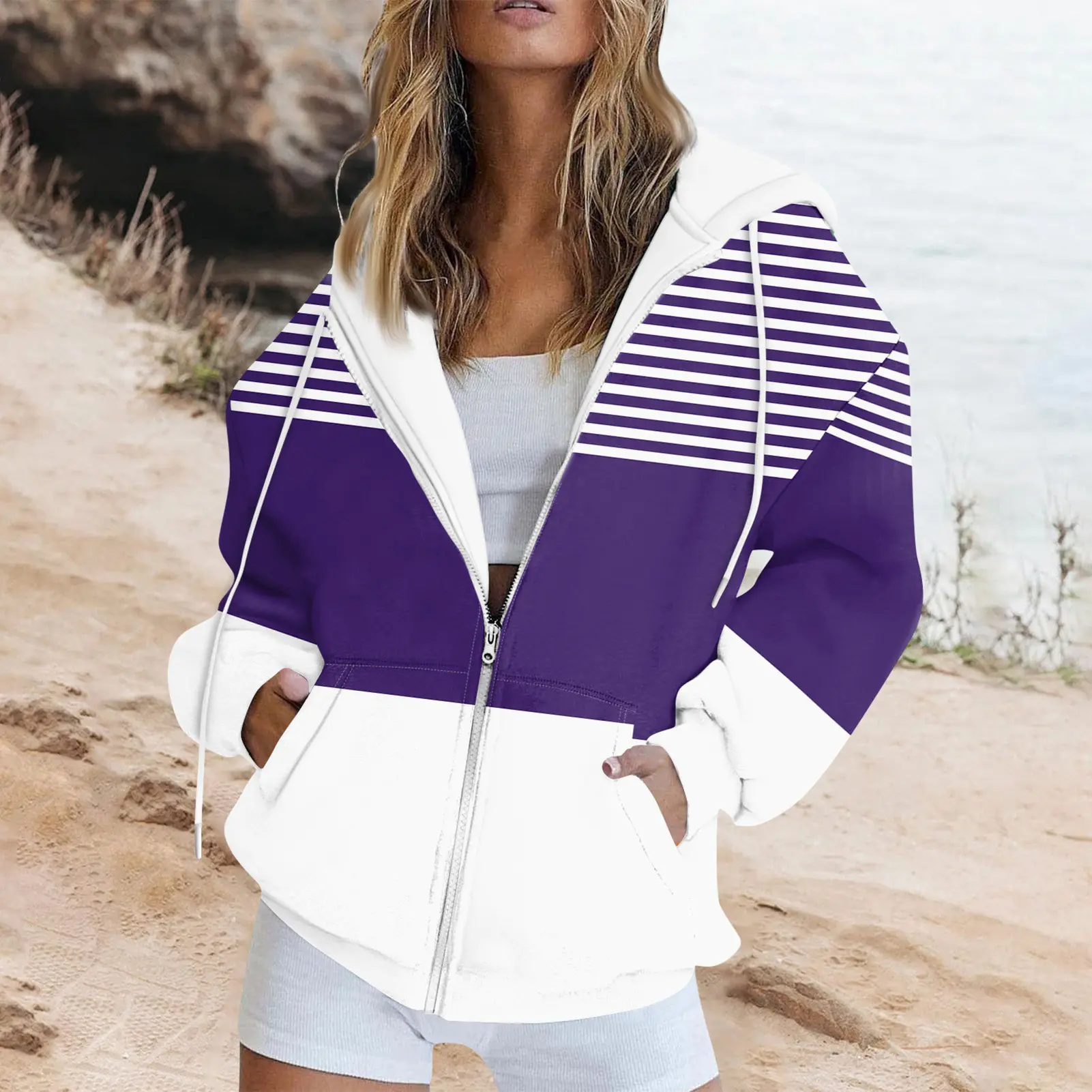 Striped Casual Black Gray Blue Zipper Hoodie Hip Hop Street Wear Sweatshirts Skateboard Men/Woman Pullover Hoodies Male Hoodie