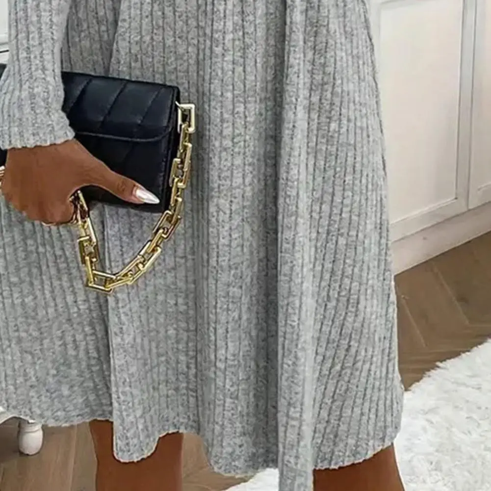 Women Elegant Solid Knitted Mini Dress Fashion Long Sleeve V Neck Sexy Dresses 2024 Autumn Winter Female A-Line Dress Streetwear