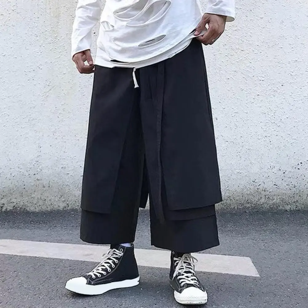 Reinforced Pocket Stitching Pants Trendy Men's Loose Fit Hip-hop Pants with Pockets for Everyday Street Style Versatile Everyday